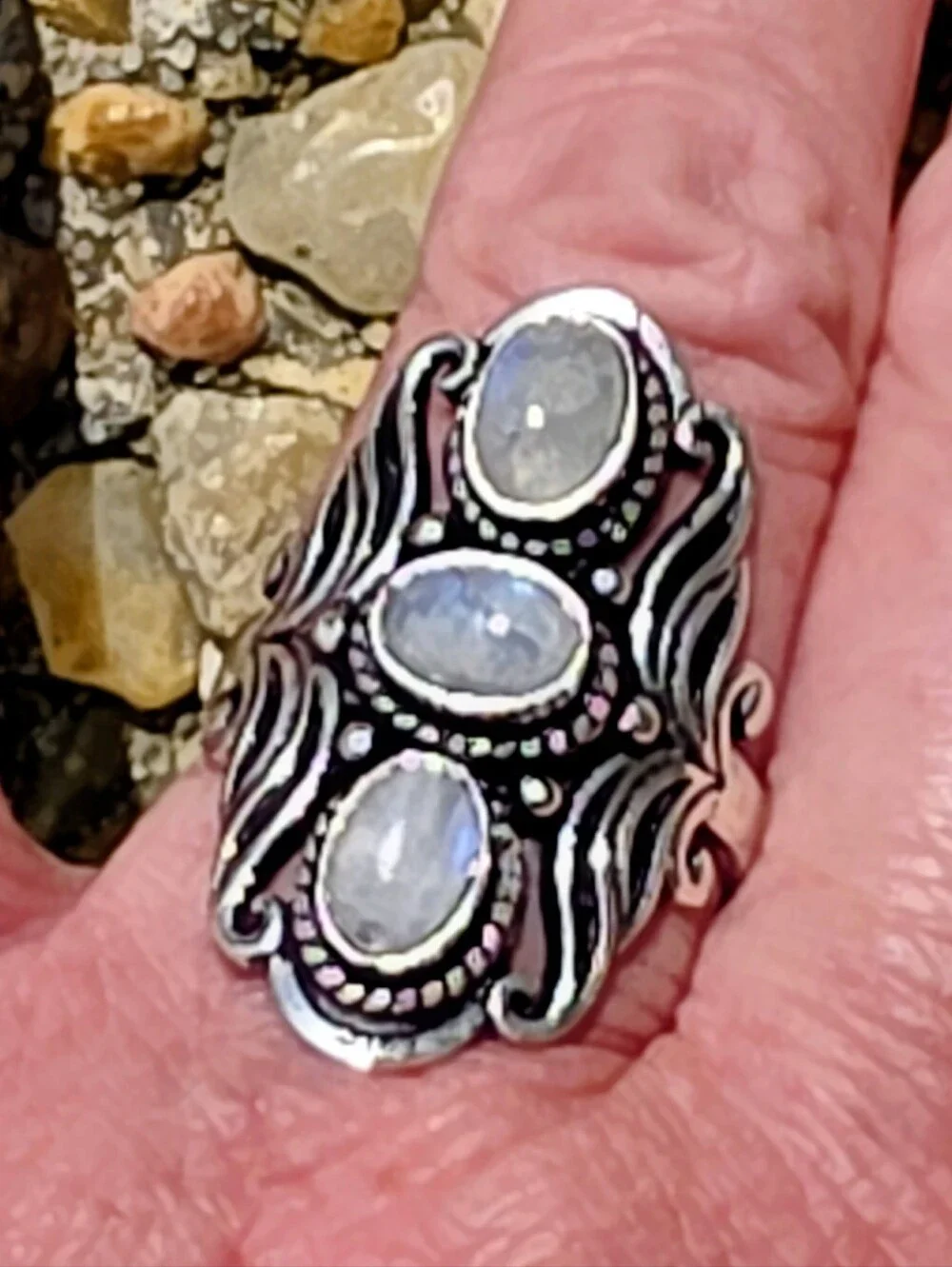 Triple Moonstone Ring In 925 Sterling Silver (9)